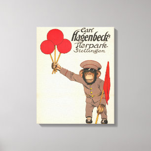 Impressão Em Tela Poster De Circo Vintage De Um Macaco Que Segurava