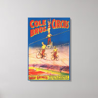Poster de Circo Vintage mostrando Acrobatas de Fio
