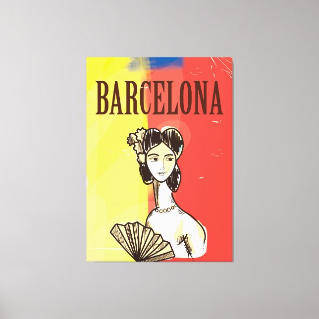Impressão Em Tela Poster de Espanha de Barcelona (Frente)