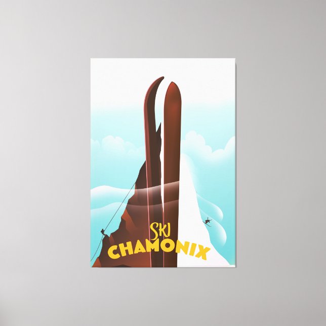 Impressão Em Tela Poster de Esqui Chamonix-Mont-Blanc (Frente)