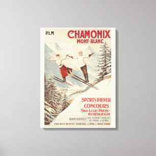Impressão Em Tela Poster de Esqui Francês Chamonix Mont Blanc Vintag