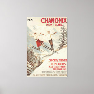 Impressão Em Tela Poster de Esqui Francês Chamonix Mont Blanc Vintag