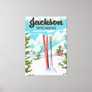 Impressão Em Tela Poster de esqui Jackson Wyoming