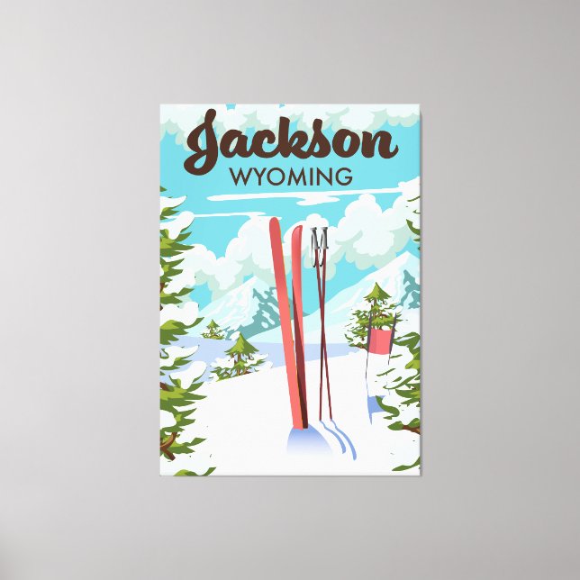 Impressão Em Tela Poster de esqui Jackson Wyoming (Frente)