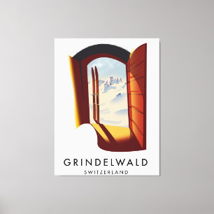 Impressão Em Tela Poster de esqui Suiça Grindelwald
