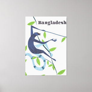 Impressão Em Tela Poster de férias do Bangladesh com macaco