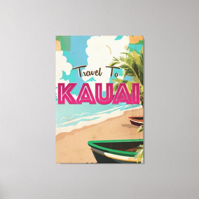 Impressão Em Tela Poster de férias Kauai Vintage (Frente)