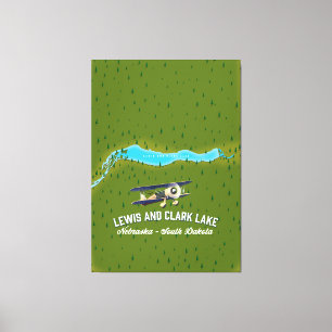 Impressão Em Tela poster de mapa de Lewis e Clark Lake.
