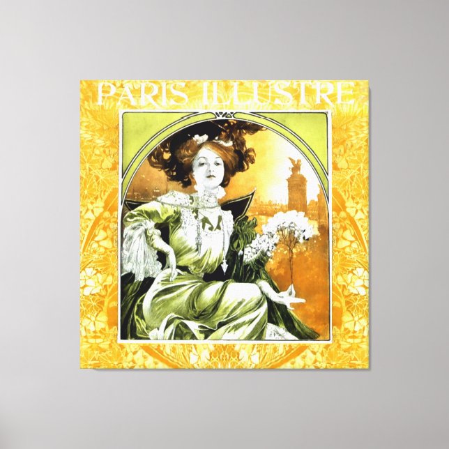 Impressão Em Tela Poster de Paris Illustre por Alphonse Mucha (Frente)