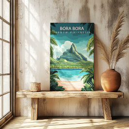 Impressão Em Tela Pôster de Viagem de Bora Bora Polinésia Francesa e