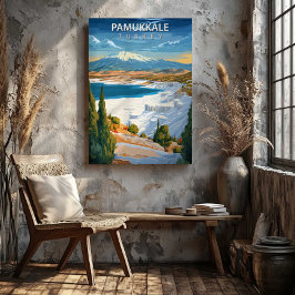 Impressão Em Tela Pôster de Viagem de Pamukkale Turquia em Tela Arte