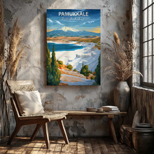 Impressão Em Tela Pôster de Viagem de Pamukkale Turquia em Tela Arte