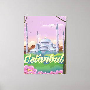 Impressão Em Tela Poster de viagens azul da mesquita de Istambul