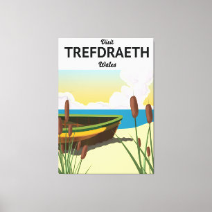 Impressão Em Tela Poster de viagens costeiro de Trefdraeth