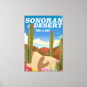 Impressão Em Tela Poster de viagens de Cartoon do Deserto Sonoran.