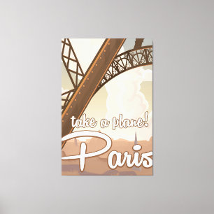 Impressão Em Tela Poster de viagens de Cartoons Vintage Paris
