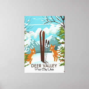 Impressão Em Tela Poster de viagens de esqui de Deer Valley Park Cit