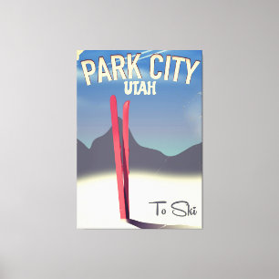 Impressão Em Tela Poster de viagens de esqui de Utah park