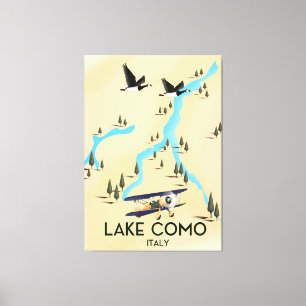 Impressão Em Tela Poster de viagens de Mapa do Lago Como Itália