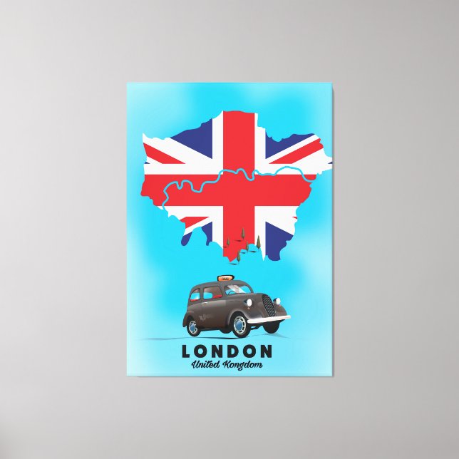 Impressão Em Tela Poster de viagens de mapa ilustrado de Londres (Frente)