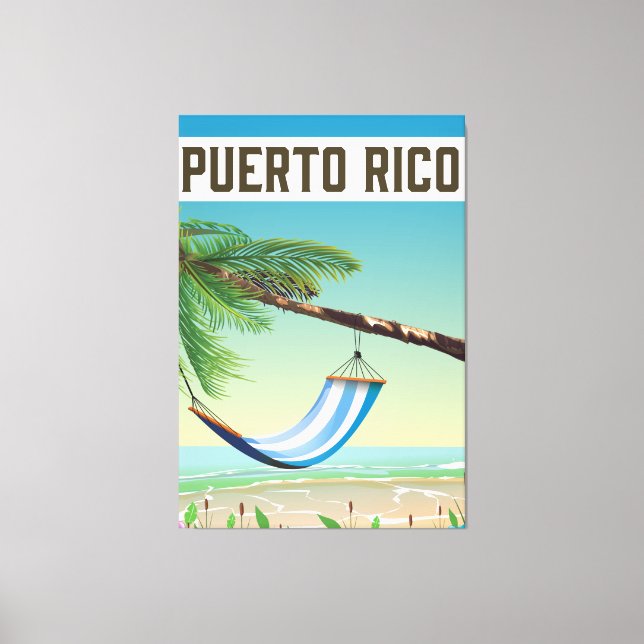 Impressão Em Tela Poster de viagens de Porto Rico Beach. (Frente)