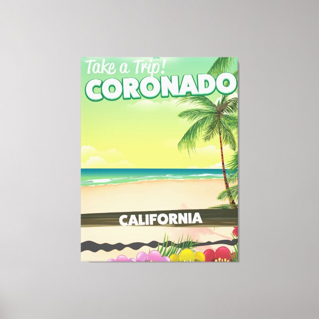 Impressão Em Tela Poster de viagens de praia Coronado California (Frente)