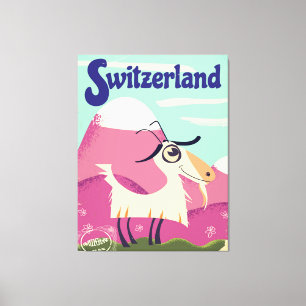 Impressão Em Tela Poster de viagens do estilo do vintage da suiça