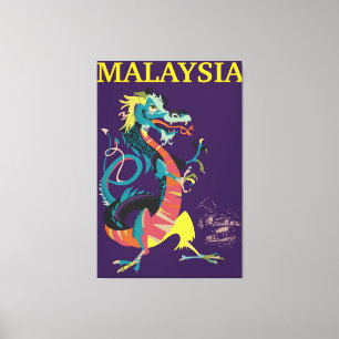 Impressão Em Tela Poster de viagens do estilo do vintage do dragão
