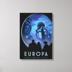 Impressão Em Tela Poster de viagens Espacial Retroativo - Lua Europa