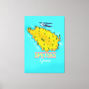 Impressão Em Tela Poster de viagens grego do mapa da ilha de Spetses