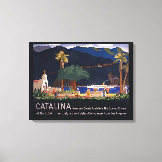 Impressão Em Tela Poster de viagens - Papais noeis Ilha Catalina, Ca (Frente)