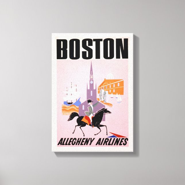 Impressão Em Tela Poster de viagens Para Alegy Airlines Para Boston (Frente)