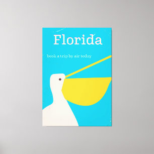Impressão Em Tela Poster de viagens Pelicano Vintage Florida