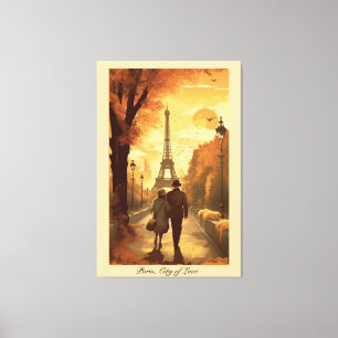 Impressão Em Tela Poster de viagens, Romance em Paris personalizável