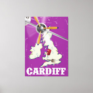 Impressão Em Tela Poster de viagens Vintage Cardiff Wales
