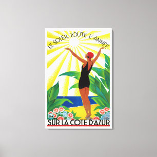 Impressão Em Tela Poster de Viagens vintage da Riviera D'Azur