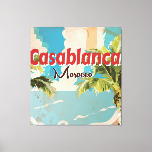 Impressão Em Tela Poster de Viagens vintage de Casablanca, preto e b