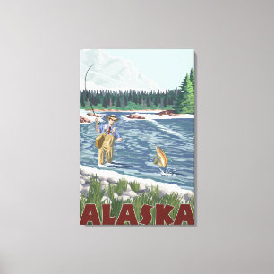 Impressão Em Tela Poster de Viagens vintage do Alaska Fly