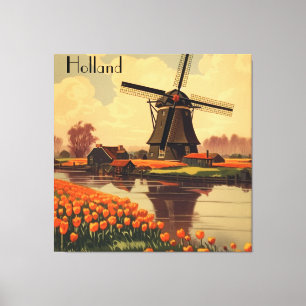 Impressão Em Tela Poster de viagens vintage dos Países Baixos, tulip