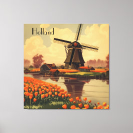Impressão Em Tela Poster de viagens vintage dos Países Baixos, tulip
