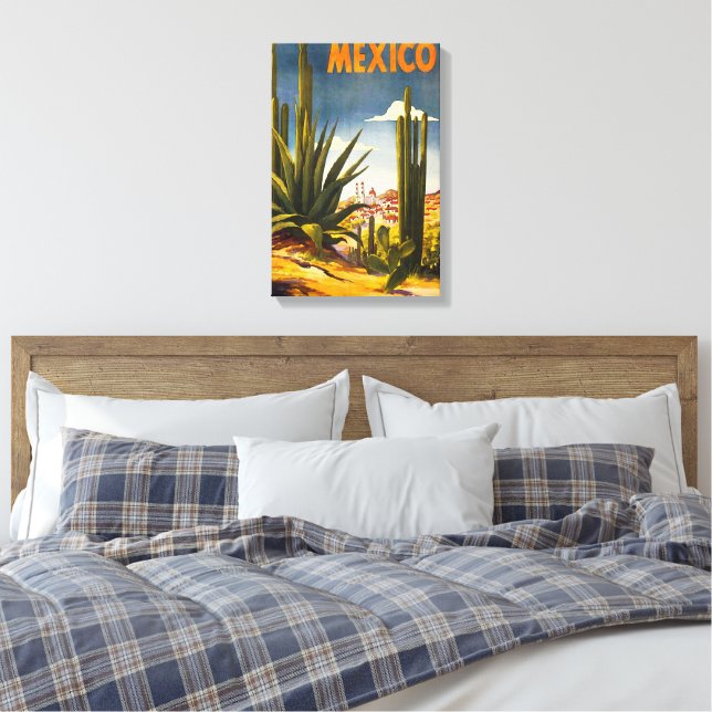 Impressão Em Tela Poster de viagens vintage México (Insitu(Quarto))