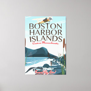 Impressão Em Tela Poster de Voo de Massachusetts em Boston Harbor