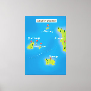 Impressão Em Tela Poster do Mapa das Ilhas do Canal.