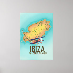 Impressão Em Tela Poster do mapa de Ibiza Balearic Island