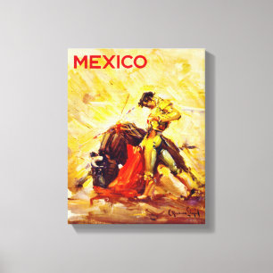 Impressão Em Tela Poster vintage Bull Fighter do México Restaurado
