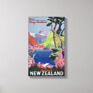 Impressão Em Tela Poster vintage de Nova Zelândia da ilha sul