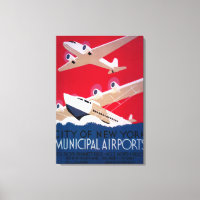 Poster vintage do Aeroporto Municipal de Nova Iorq
