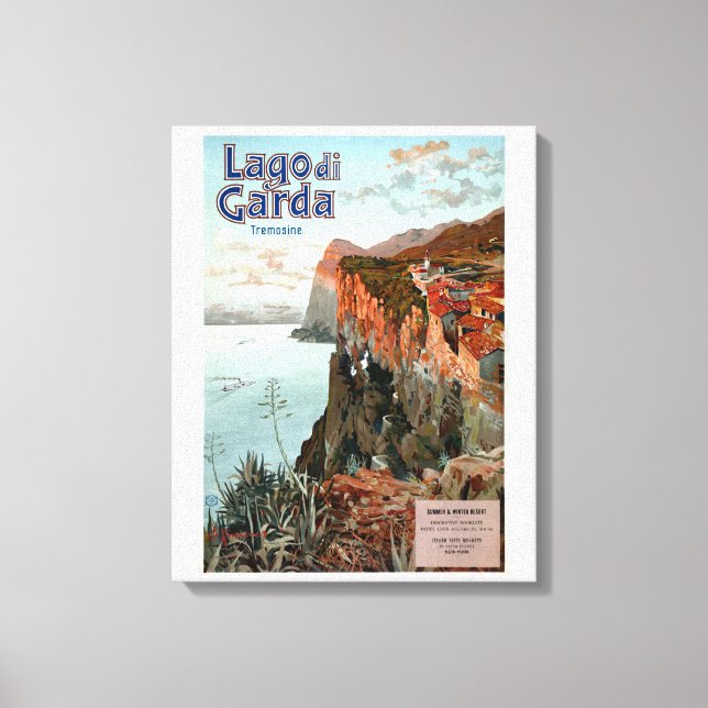 Impressão Em Tela Poster vintage Lago de Garda (Frente)