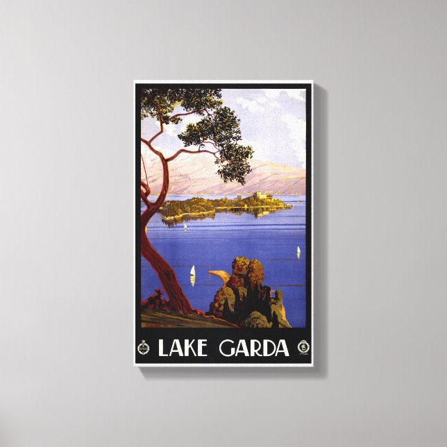 Impressão Em Tela Poster vintage Lake Garda Restaurado (Frente)
