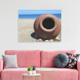 Impressão Em Tela Pote tradicional grego Terracotta na praia